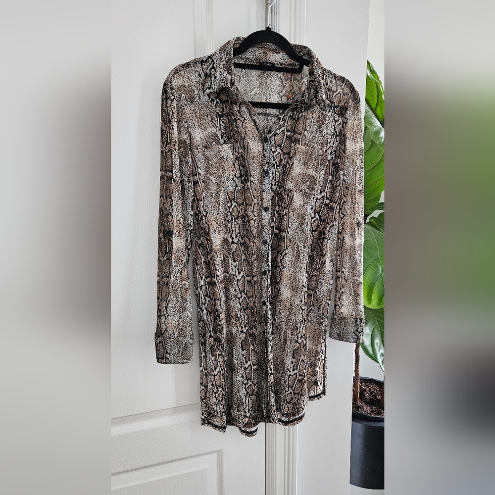 Studio 1886 Beige and Black Snake Patterned Shirt/ Dress